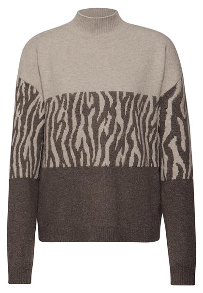Color-Block Jacquard Sweater dark nomad brown mel.