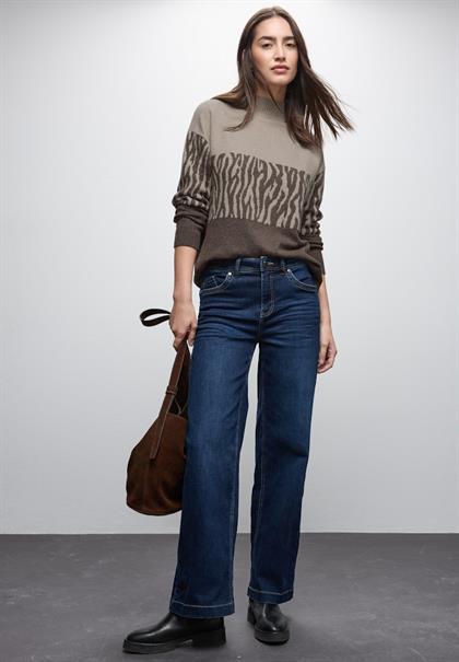 Color-Block Jacquard Sweater dark nomad brown mel.
