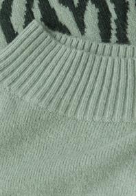 Color-Block Jacquard Sweater evernight green