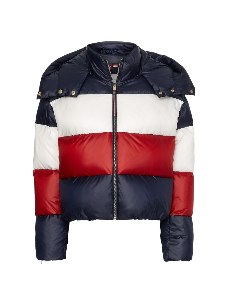 Tommy Hilfiger Damen Jacke Ww0ww31906 Desert Sky Regatta Red Ecru - puffer