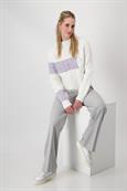 Colourblocking-Pullover mit Zopfmuster off-white