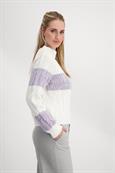 Colourblocking-Pullover mit Zopfmuster off-white