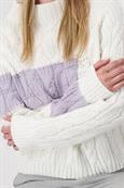 Colourblocking-Pullover mit Zopfmuster off-white