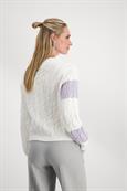 Colourblocking-Pullover mit Zopfmuster off-white