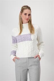 Colourblocking-Pullover mit Zopfmuster off-white