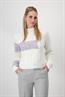 Colourblocking-Pullover mit Zopfmuster off-white
