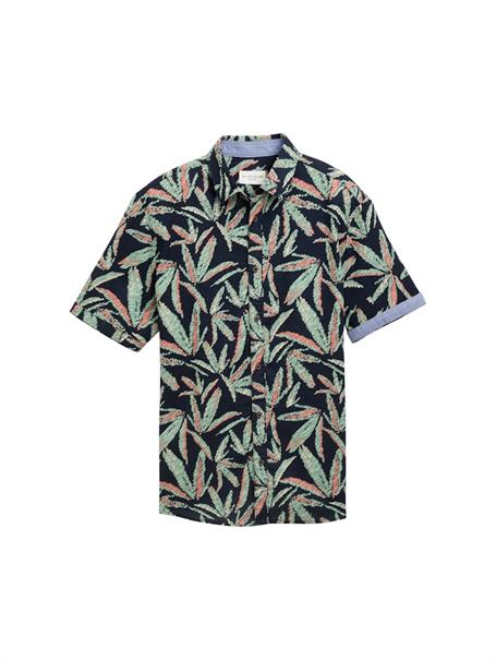 Comfort Fit Hemd mit Palmen-Print navy multi leaf design