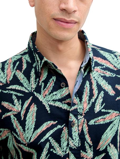 Comfort Fit Hemd mit Palmen-Print navy multi leaf design