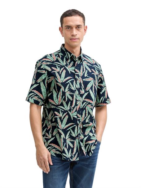 Comfort Fit Hemd mit Palmen-Print navy multi leaf design