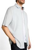 Comfort Fit Seersucker Kurzarmhemd light blue white stripe