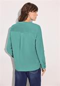 Cord-Bluse in Unifarbe adriatic green
