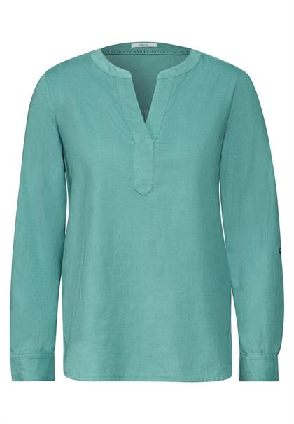 Cord-Bluse in Unifarbe adriatic green