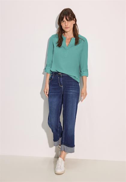 Cord-Bluse in Unifarbe adriatic green
