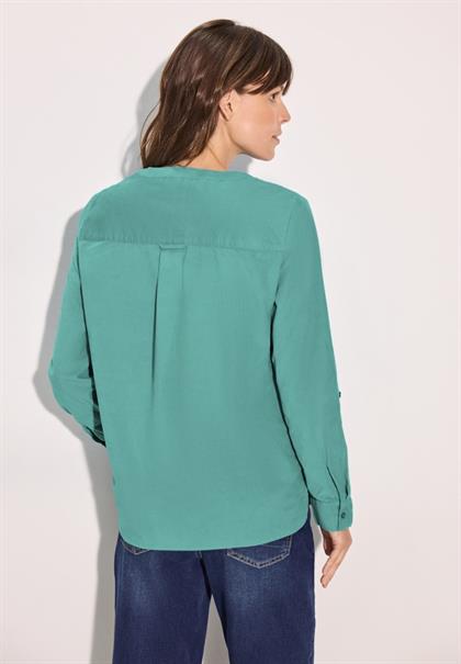 Cord-Bluse in Unifarbe adriatic green