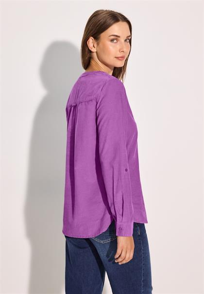 Cord-Bluse in Unifarbe iced violet