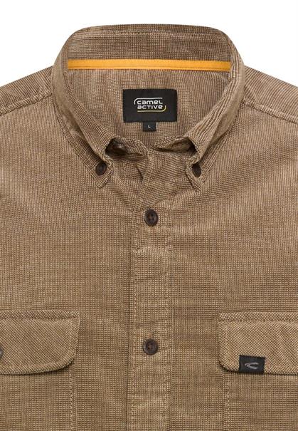 Cord Hemd mit 2-Wege Stretch sepia brown
