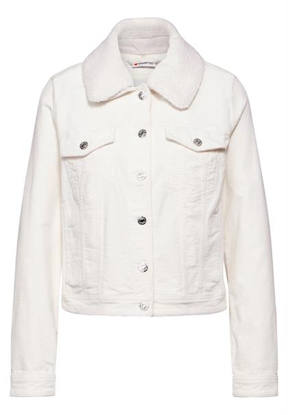 Cord-Jacke mit Teddy-Kragen lucid white