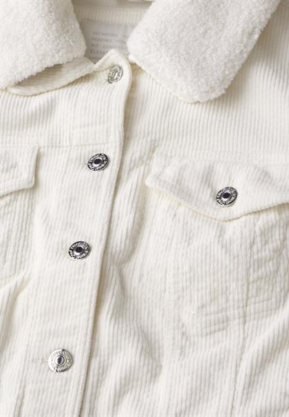 Cord-Jacke mit Teddy-Kragen lucid white
