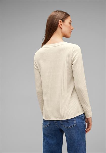 Cord Langarmshirt smooth sand beige