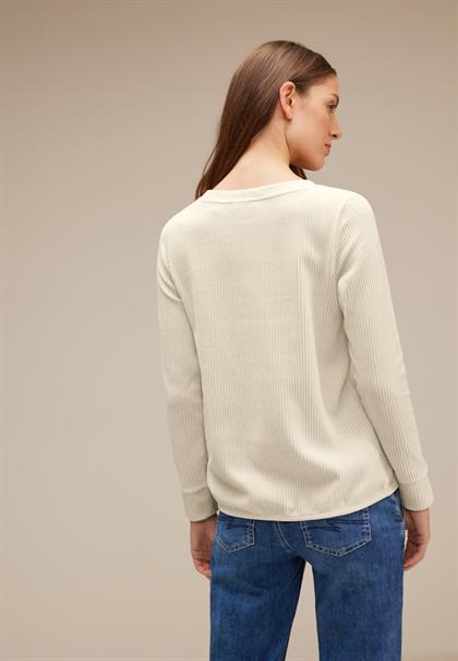 Cord Langarmshirt smooth sand beige