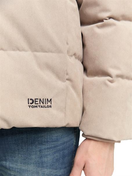Cord Puffer-Jacke mit Stehkragen cashew beige
