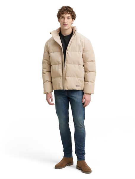 Cord Puffer-Jacke mit Stehkragen cashew beige