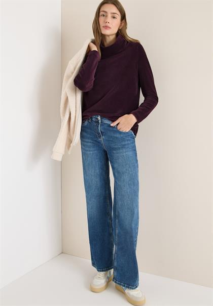 Cord Shirt mit großem Kragen eggplant red