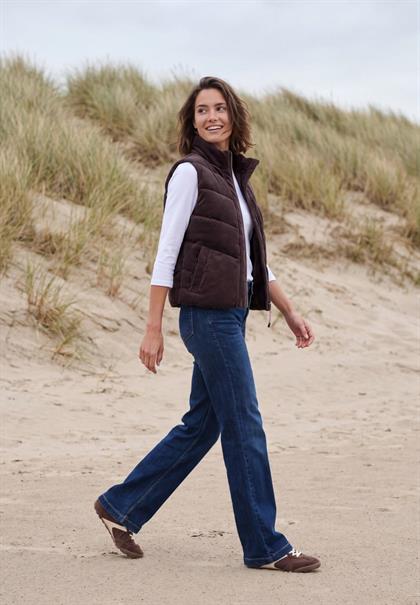 Cord-Weste mit Steppmuster und Zipper berry red