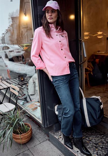 Cordbluse mit Patchdetail tulip pink