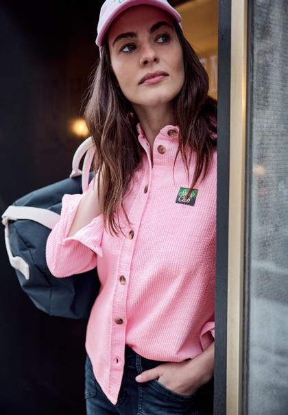 Cordbluse mit Patchdetail tulip pink
