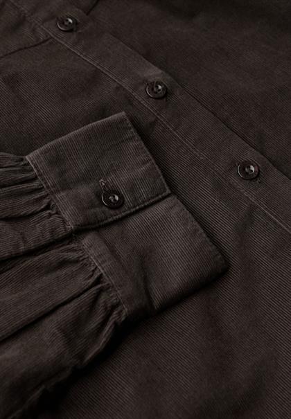 Cordbluse mit Rüschendetails dark auburn brown