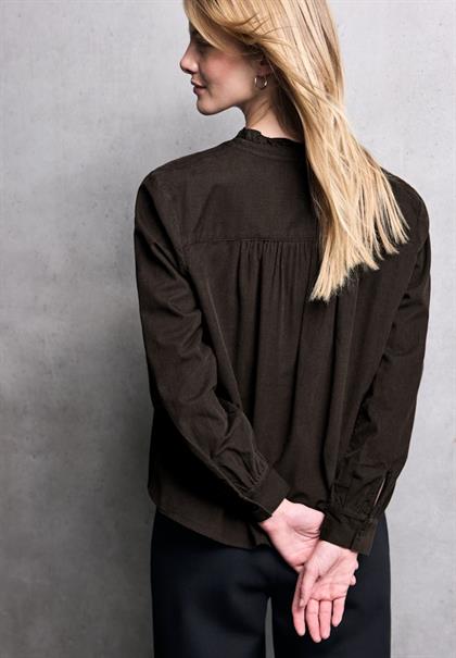 Cordbluse mit Rüschendetails dark auburn brown