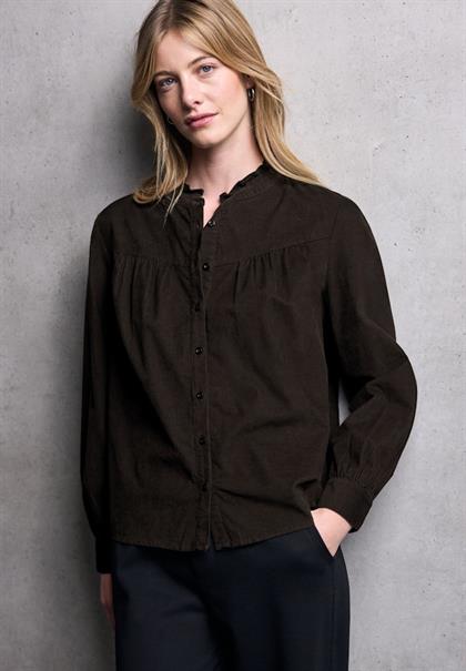 Cordbluse mit Rüschendetails dark auburn brown