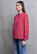 Cordbluse mit Rüschendetails dark candy pink