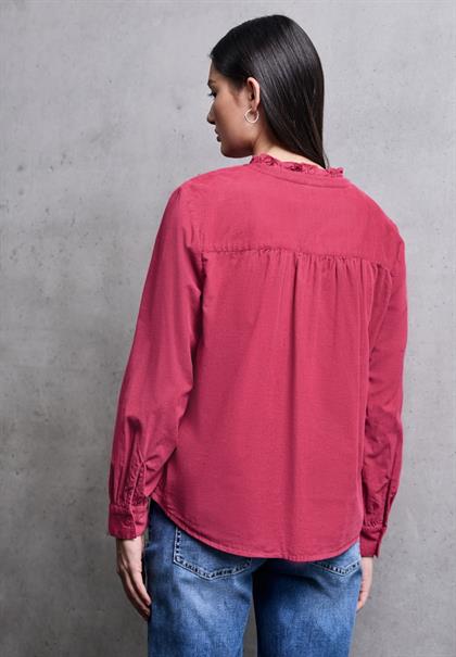 Cordbluse mit Rüschendetails dark candy pink