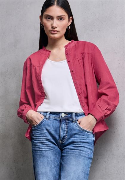 Cordbluse mit Rüschendetails dark candy pink