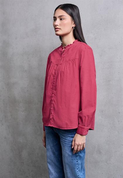 Cordbluse mit Rüschendetails dark candy pink