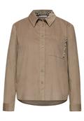 Cordbluse mit Tapedetails flowing beige