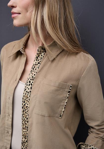 Cordbluse mit Tapedetails flowing beige