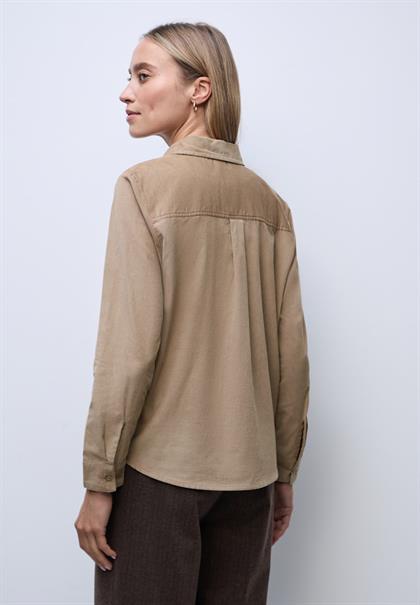 Cordbluse mit Tapedetails flowing beige