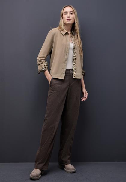 Cordbluse mit Tapedetails flowing beige