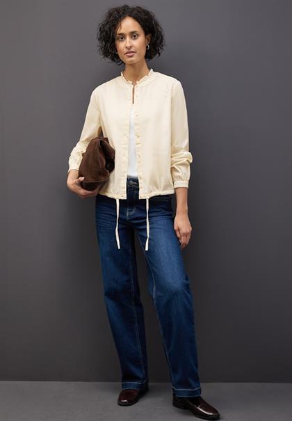 Cordbluse mit Tunnelzug soft beige