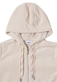 Cordjacke mit Kapuze oat milk beige