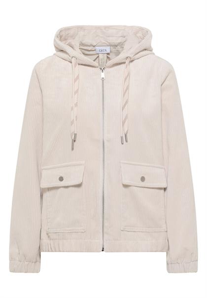 Cordjacke mit Kapuze oat milk beige