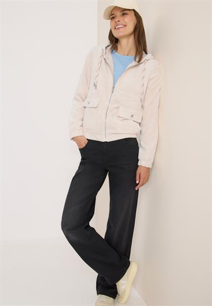 Cordjacke mit Kapuze oat milk beige