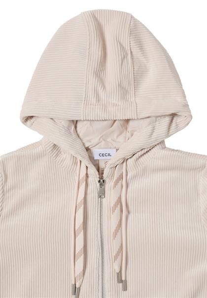 Cordjacke mit Kapuze oat milk beige