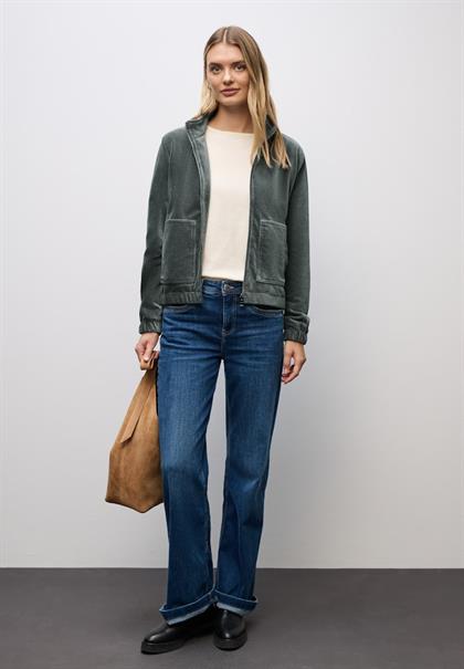 Cordjacke mit Zipper balsam green