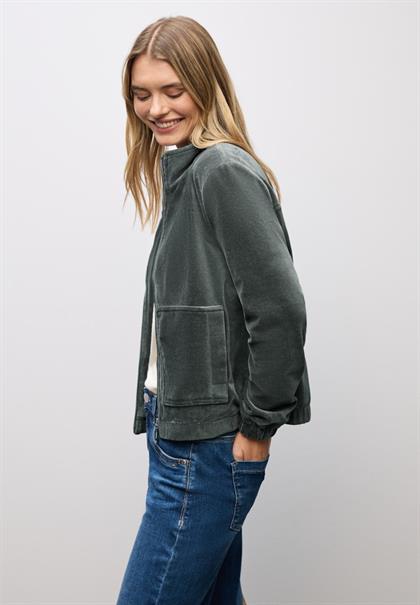 Cordjacke mit Zipper balsam green