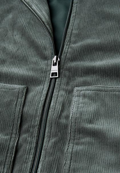 Cordjacke mit Zipper balsam green