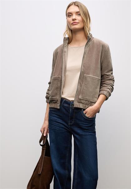 Cordjacke mit Zipper silk brown